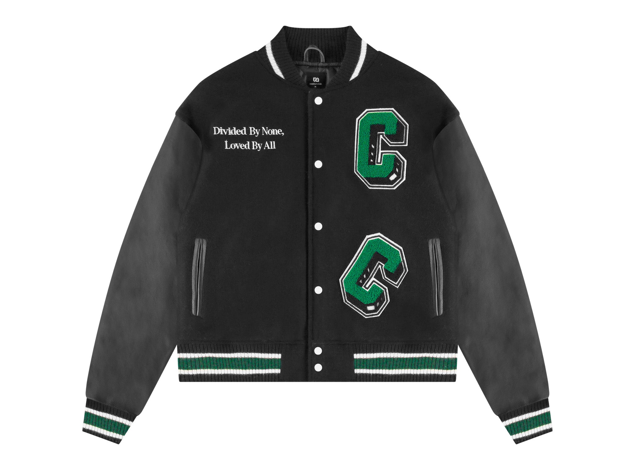 Prime Varsity Jacket Black Green Comfort Club